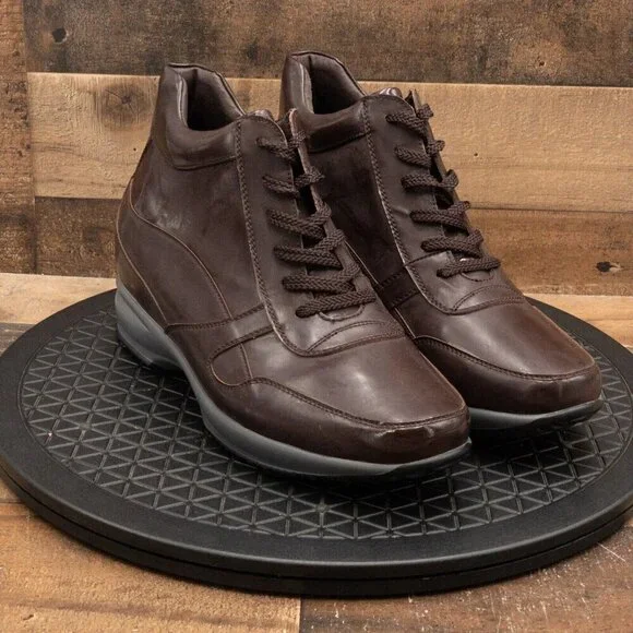 CALTO INVISIBLE HEIGHT MENS BOOTS BROWN ANKLE LACE UP HIDDEN HEEL SIZE 11.5 - Picture 3 of 9